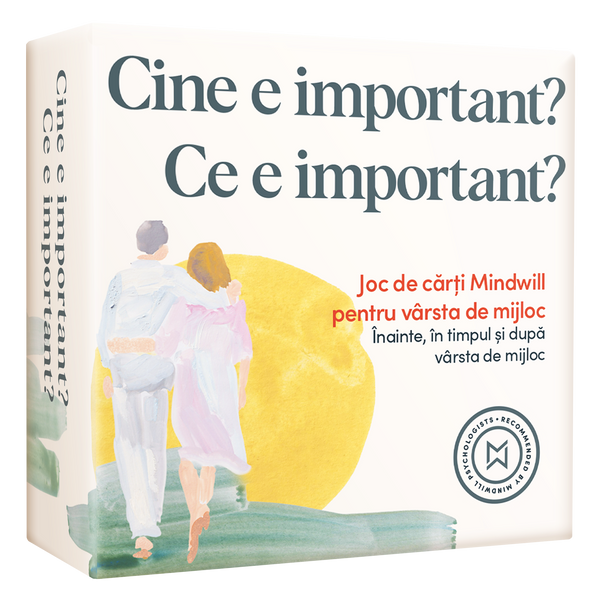 Joc de cărți Mindwill pentru vârsta de mijloc cu 132 de întrebări și 12 exerciții: Cine e important? Ce e important?